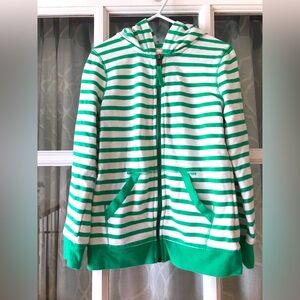 Cat & Jack size 6 / 6X zip-up hooded sweatshirt with green and white stripes GUC